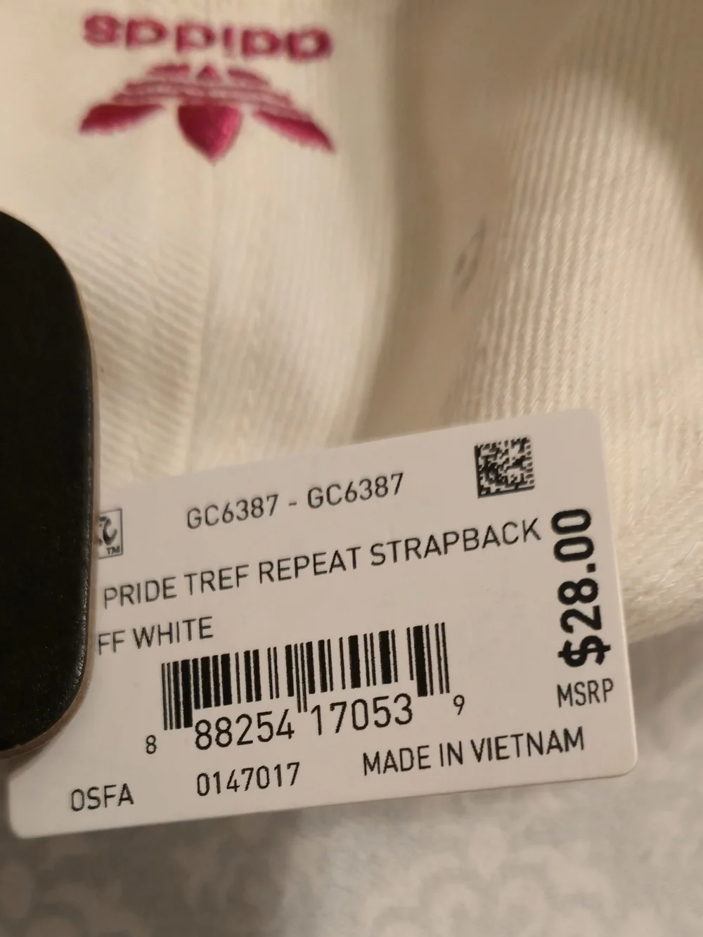 NWT Adidas Originals cap features rainbow-colored embroidered trefoil log.